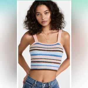 English Factory Women's Stripe Knit Tank Top Size Small Fitted Cropped Sweater